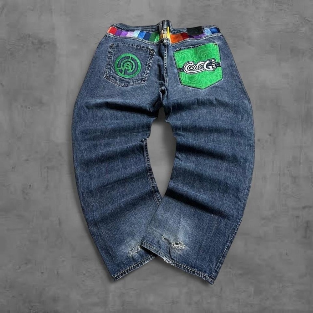 Coogi  Baggy Embroidered Denim Jeans Hip‎ Hop Retro Grunge Style  Size 44x35